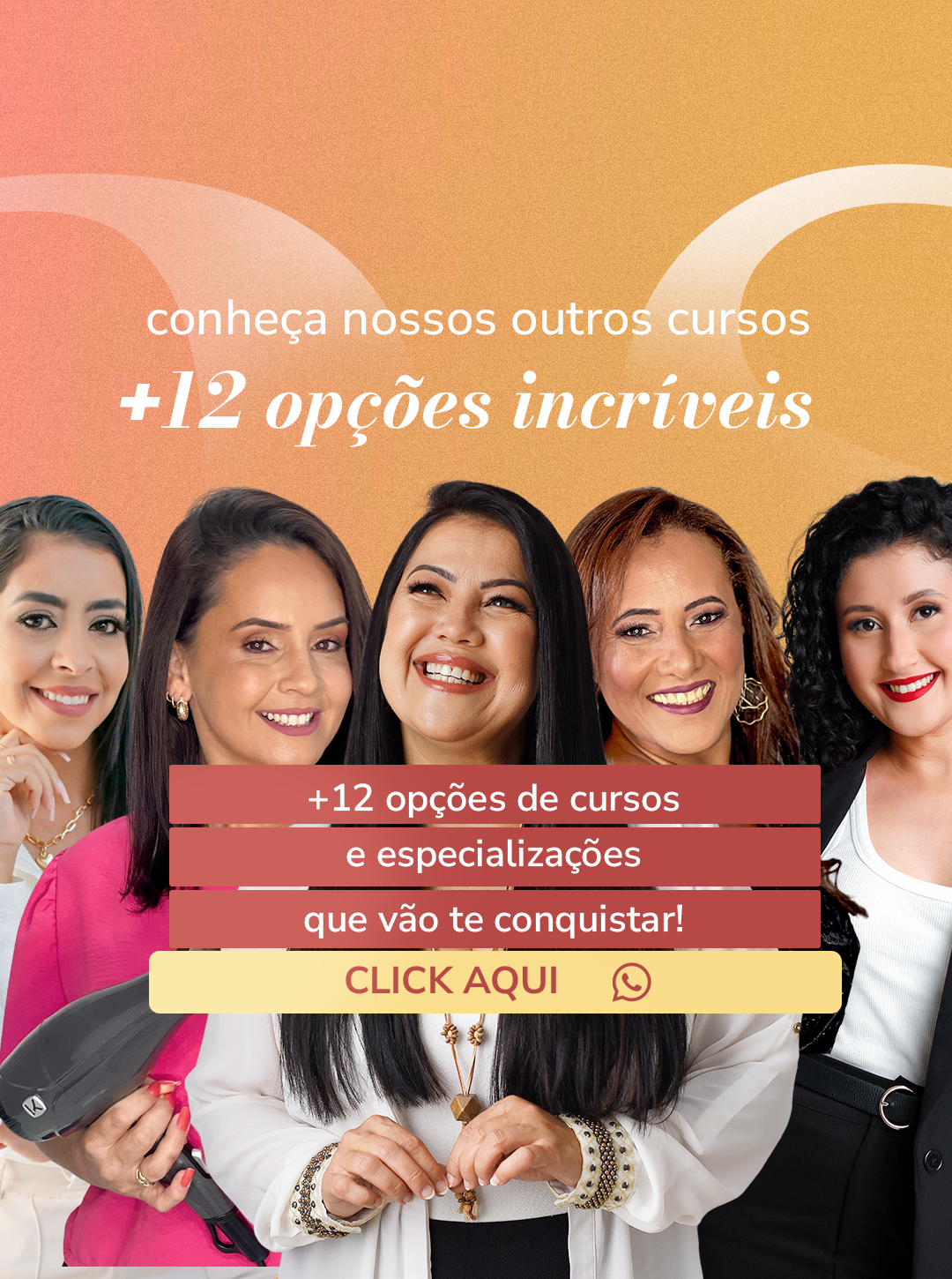 Layout sobre as outras 12 opções de cursos do casarão da Beleza